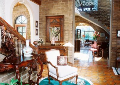 living room with wood accents.